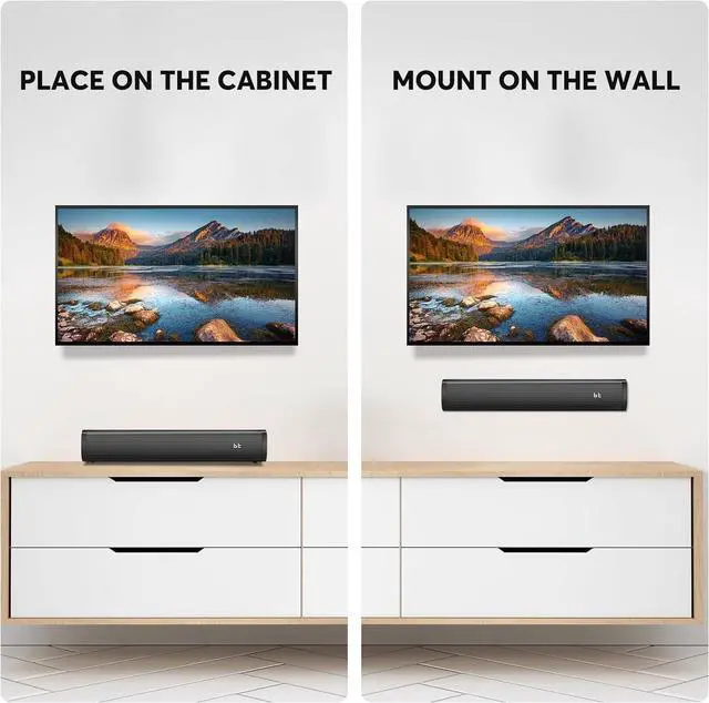 Alt view image 5 of 7 - 2.1ch Small Sound Bars for TV with 6 Levels Voice Enhancement, Built-in Subwoofer, 16 Inches Bluetooth 5.3 Soundbar Speakers with Optical/AUX/USB Connection, S100