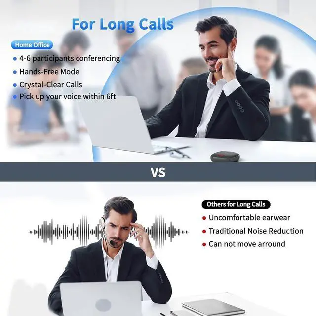 Alt view image 6 of 7 - FOR Conference Speaker and Microphone, Bluetooth Speakerphone with 360° Voice Pickup, Advanced Noise Reduction, USB-C Plug & Play, Compatible with Zoom and MS Team