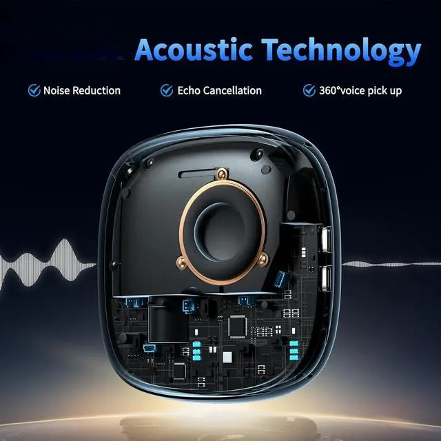 Alt view image 7 of 7 - FOR Conference Speaker and Microphone, Bluetooth Speakerphone with 360° Voice Pickup, Advanced Noise Reduction, USB-C Plug & Play, Compatible with Zoom and MS Team