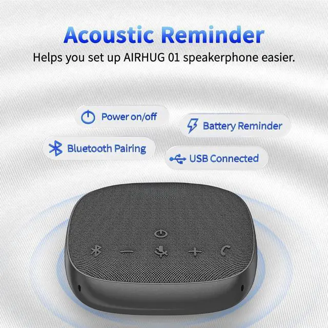 Alt view image 3 of 7 - FOR Conference Speaker and Microphone, Bluetooth Speakerphone with 360° Voice Pickup, Advanced Noise Reduction, USB-C Plug & Play, Compatible with Zoom and MS Team