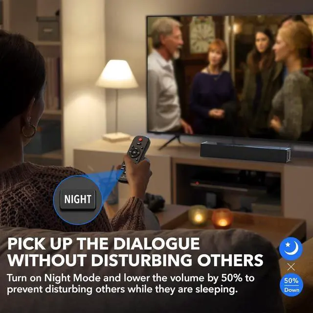 Alt view image 5 of 7 - Small Sound Bar for TV, PC, Gaming, Surround Sound System, Mini TV Speaker Soundbar with Bluetooth/HDMI ARC/Optical/AUX/USB Connections