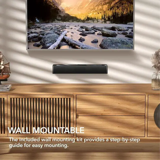 Alt view image 7 of 7 - Small Sound Bar for TV, PC, Gaming, Surround Sound System, Mini TV Speaker Soundbar with Bluetooth/HDMI ARC/Optical/AUX/USB Connections