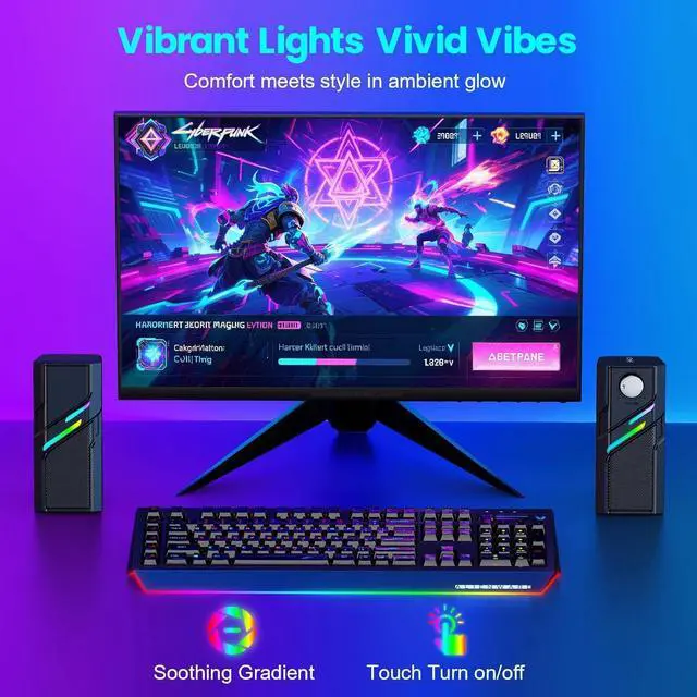 Alt view image 4 of 5 - forComputer Speakers for Desktop PC with Easy Knob, Clear Powerful Sound, Touch Lights, Plug and Play for Computer Desktop PC, Monitors, Laptop (USB & AUX)