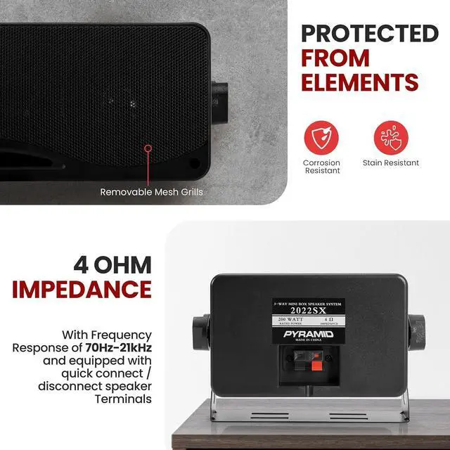 Alt view image 4 of 7 - 3-Way Indoor Outdoor Speaker System - 3.5 Inch 200W Pair of Mini Box Ceiling Wall Mount Speakers w/1" Tweeter, 3.25" Woofer, 1.75 Midrange - Home Theater Entertainment, PA System - 2022SX