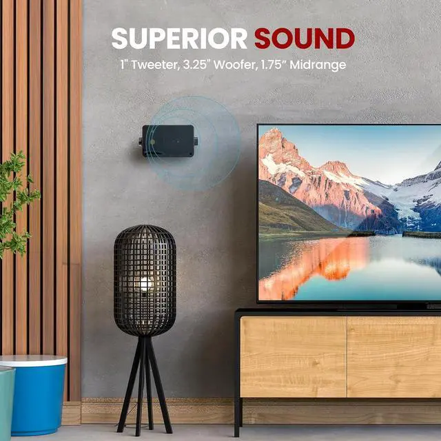 Alt view image 5 of 7 - 3-Way Indoor Outdoor Speaker System - 3.5 Inch 200W Pair of Mini Box Ceiling Wall Mount Speakers w/1" Tweeter, 3.25" Woofer, 1.75 Midrange - Home Theater Entertainment, PA System - 2022SX