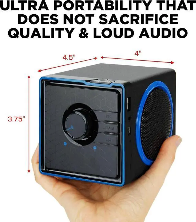 Alt view image 2 of 5 - Wired Portable Speaker with USB Music Player - Cube Speaker with USB Flash Drive MP3 Input, 3.5mm AUX Port, Playback Buttons, Rechargeable 5 Hour Battery (Wired AUX Only)