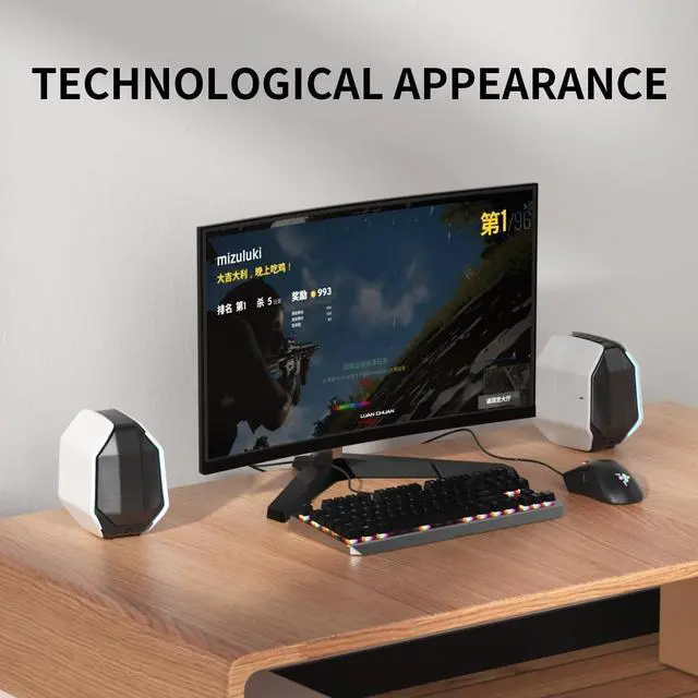 Alt view image 4 of 7 - FOR 30W PC Gaming Computer Speakers for Laptop, Mac, Desktop Computer, Woofer Speakers, Bluetooth, USB, 3.5mm AUX Inputs, RGB Lights, Multimedia Speakers, White