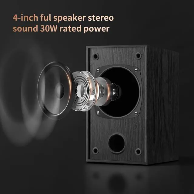 Alt view image 3 of 7 - FOR-30W*2 Passive Bookshelf Speakers for Record Players and Home Theater Systems, Midrange and High-Frequency Stereo Speakers, Indoor Rear Surround Speakers, Requires a Receiver or Amplifier,Black