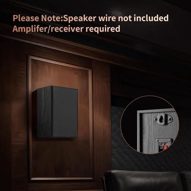 Alt view image 4 of 7 - FOR-30W*2 Passive Bookshelf Speakers for Record Players and Home Theater Systems, Midrange and High-Frequency Stereo Speakers, Indoor Rear Surround Speakers, Requires a Receiver or Amplifier,Black