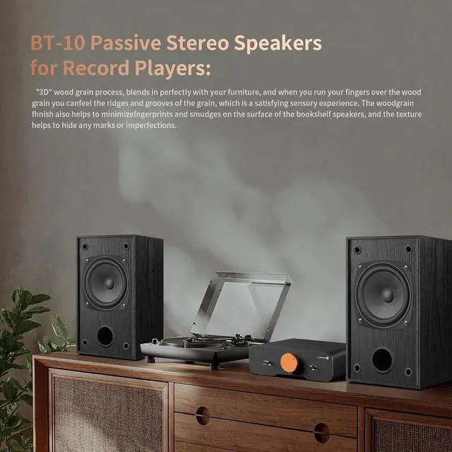 Alt view image 7 of 7 - FOR-30W*2 Passive Bookshelf Speakers for Record Players and Home Theater Systems, Midrange and High-Frequency Stereo Speakers, Indoor Rear Surround Speakers, Requires a Receiver or Amplifier,Black