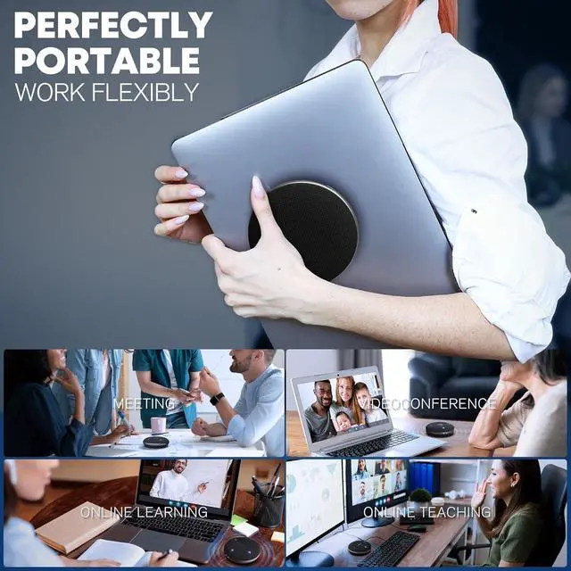 Alt view image 6 of 7 - M4 Bluetooth Speakerphone Conference Microphone with AI Noise Reduction Full-Duplex AI Transcription USB Speakerphone 360° Voice Pickup Conference Speaker Home Office for Teams/Zoom, Black