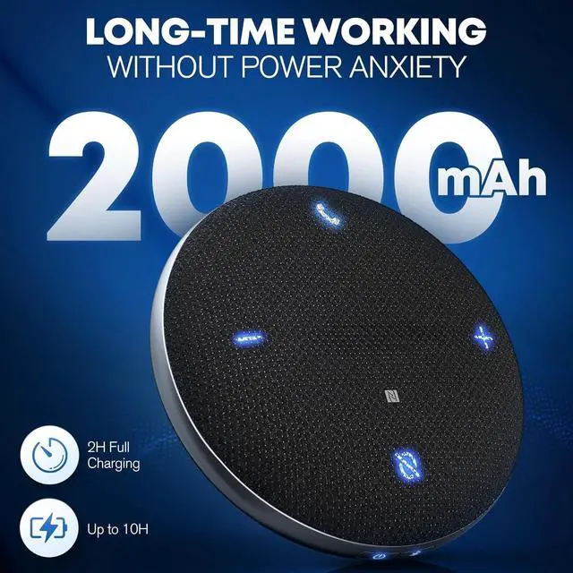 Alt view image 7 of 7 - M4 Bluetooth Speakerphone Conference Microphone with AI Noise Reduction Full-Duplex AI Transcription USB Speakerphone 360° Voice Pickup Conference Speaker Home Office for Teams/Zoom, Black