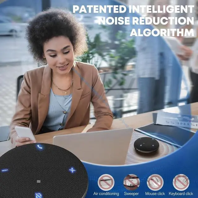 Alt view image 3 of 7 - M4 Bluetooth Speakerphone Conference Microphone with AI Noise Reduction Full-Duplex AI Transcription USB Speakerphone 360° Voice Pickup Conference Speaker Home Office for Teams/Zoom, Black