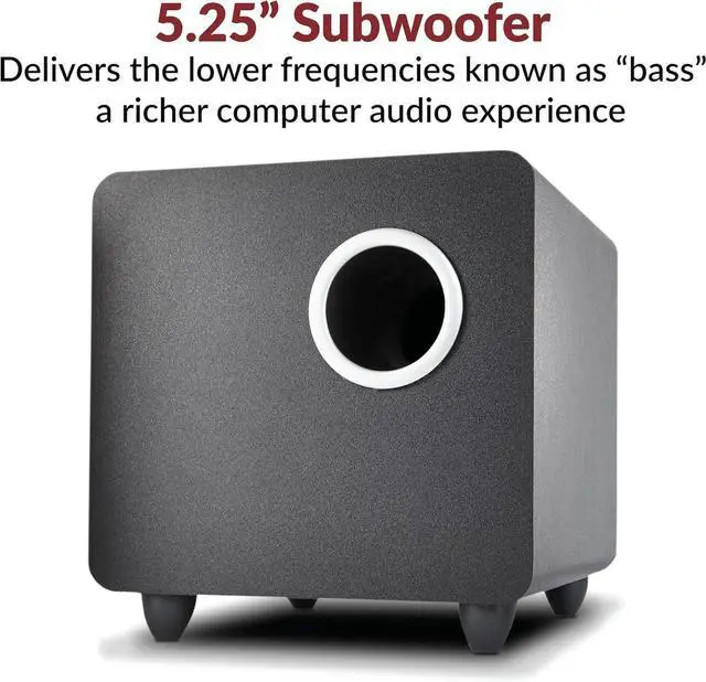 Alt view image 4 of 7 - 2.1 Multimedia Speaker System with Subwoofer, Perfect Computer Speakers for PC or Mac, Great for Music, Movies, and Gaming