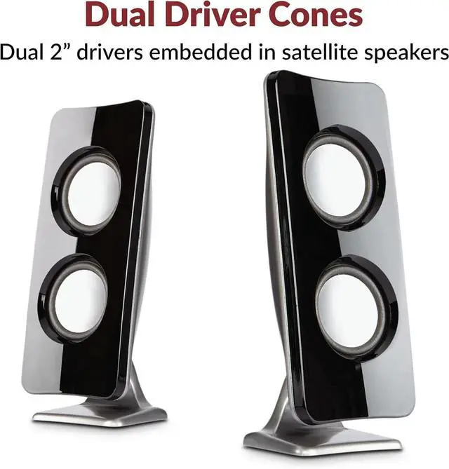 Alt view image 5 of 7 - 2.1 Multimedia Speaker System with Subwoofer, Perfect Computer Speakers for PC or Mac, Great for Music, Movies, and Gaming