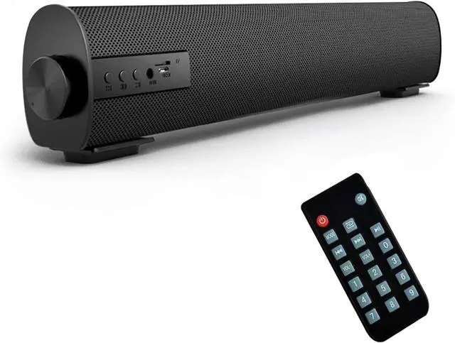 Main image of Portable Soundbar for TV/PC, Outdoor/Indoor Wired & Wireless Bluetooth 5.0 Speaker with Remote Control and Coax Cable, 2X5W Mini Home Theater Sound bar with Built-in Subwoofers for Projector (Updated)