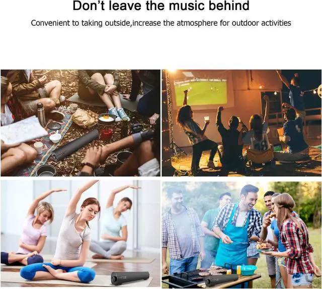 Alt view image 3 of 7 - Portable Soundbar for TV/PC, Outdoor/Indoor Wired & Wireless Bluetooth 5.0 Speaker with Remote Control and Coax Cable, 2X5W Mini Home Theater Sound bar with Built-in Subwoofers for Projector (Updated)