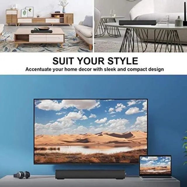 Alt view image 6 of 7 - FOR-Portable Soundbar for TV/PC, Outdoor/Indoor Wired & Wireless Bluetooth 5.0 Speaker with Remote Control and Coax Cable, 2X5W Mini Home Theater Sound bar with Built-in Subwoofers for Projector