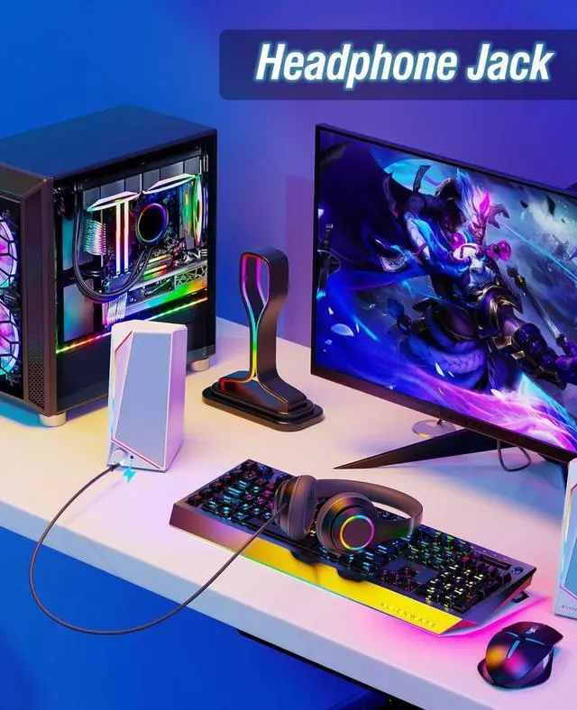 Alt view image 5 of 6 - Computer Speakers, USB/USB-C Powered PC Speakers with Loud Stereo Sound, Headphone-in for Desktop, Laptop, Monitor