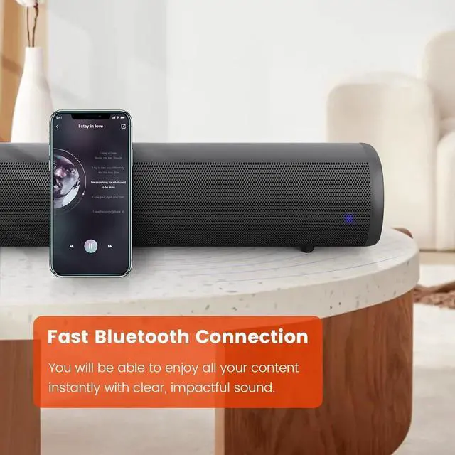 Alt view image 2 of 7 - Sound Bar for TV, Bluetooth Small TV Soundbar Speaker, Optical/HDMI/Aux/Coax/USB/Bluetooth Connection for TV, PC, Projectors, Includes Remote Control, 16 inch