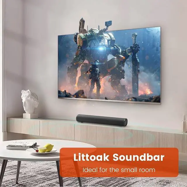 Alt view image 6 of 7 - Sound Bar for TV, Bluetooth Small TV Soundbar Speaker, Optical/HDMI/Aux/Coax/USB/Bluetooth Connection for TV, PC, Projectors, Includes Remote Control, 16 inch