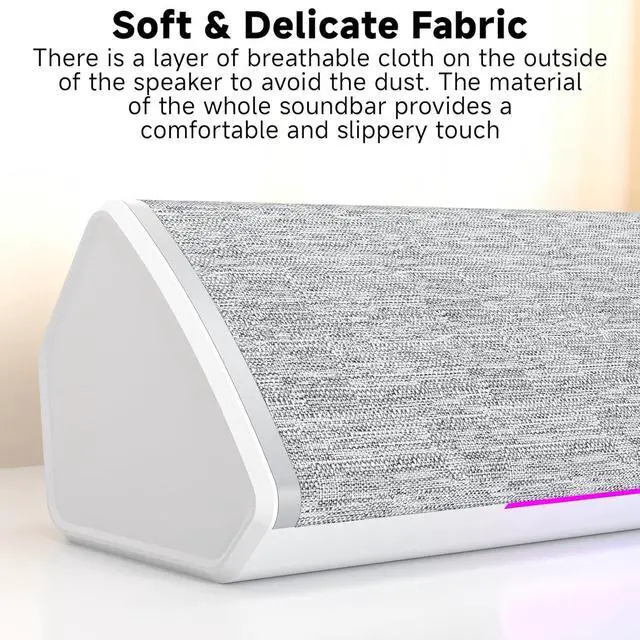 Alt view image 7 of 7 - R60 Bluetooth Computer Speakers, USB-C/USB Plug-N-Play PC Speakers with LED Dynamic Light, Surround Sound Soundbar Speaker with Rotary Switch for Desktop Laptop