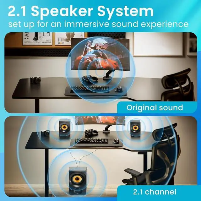 Alt view image 3 of 7 - Bluetooth 2.1 Speaker System 2.1-Channel Home Theater Speaker System, Black (AA2170)