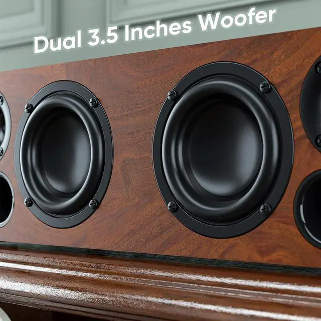 Alt view image 4 of 7 - FOR-Sound Bars for TV, 16.5'' Wooden TV Speakers Soundbar Home Theater Surround Sound System with Dual 3.5'' Woofers, Bluetooth 5.0 and HDMI ARC/Optical/AUX Input for TV, Projector, Record Player