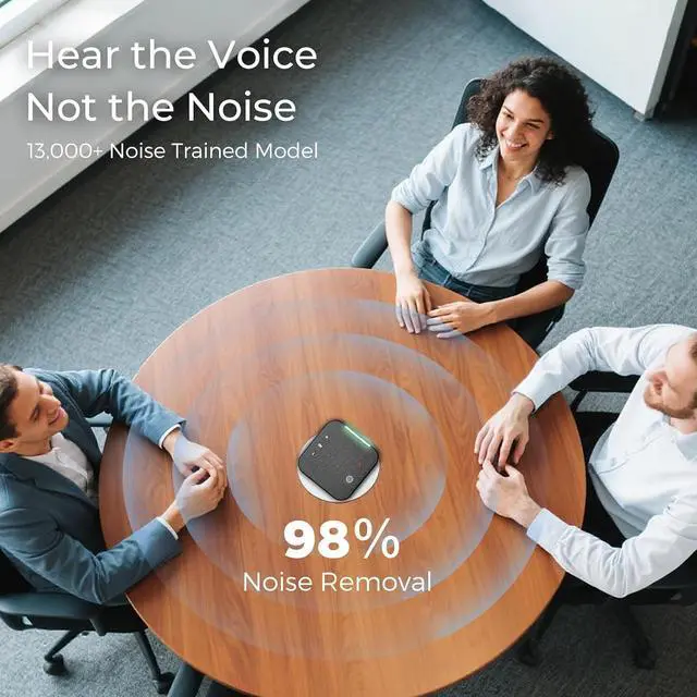 Alt view image 3 of 7 - Conference Speaker and Microphone, USB C & Bluetooth Speakerphone for Computer, Laptop Speakers with mic, 360° Voice Pickup, AI Noise Reduction, 20H Call Time, Online Meetings