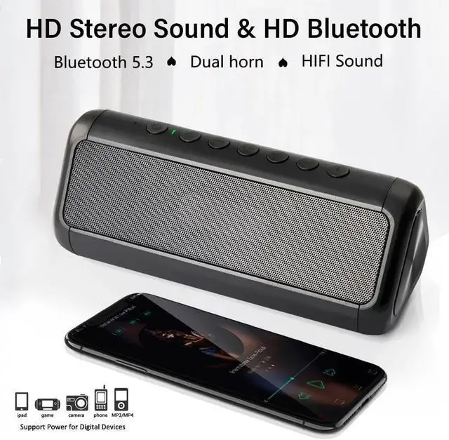 Alt view image 2 of 7 - Solar Bluetooth Speaker Portable Wireless, 50H Playtime with HD Stereo Sound,5000mAh Can Charge Cell Phone,BT5.3,Outdoor Waterproof IPX6,TWS Pairing/AUX/TF play for Camping/Beach/Party/travel/Cycling