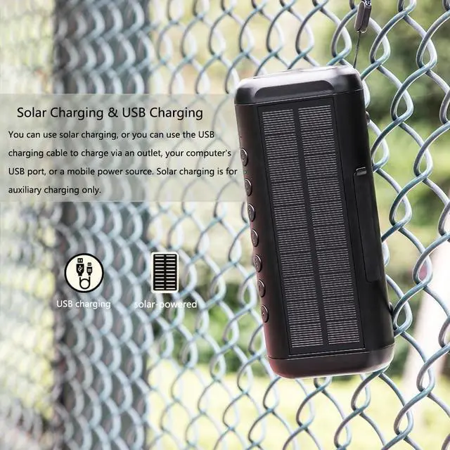 Alt view image 4 of 7 - Solar Bluetooth Speaker Portable Wireless, 50H Playtime with HD Stereo Sound,5000mAh Can Charge Cell Phone,BT5.3,Outdoor Waterproof IPX6,TWS Pairing/AUX/TF play for Camping/Beach/Party/travel/Cycling