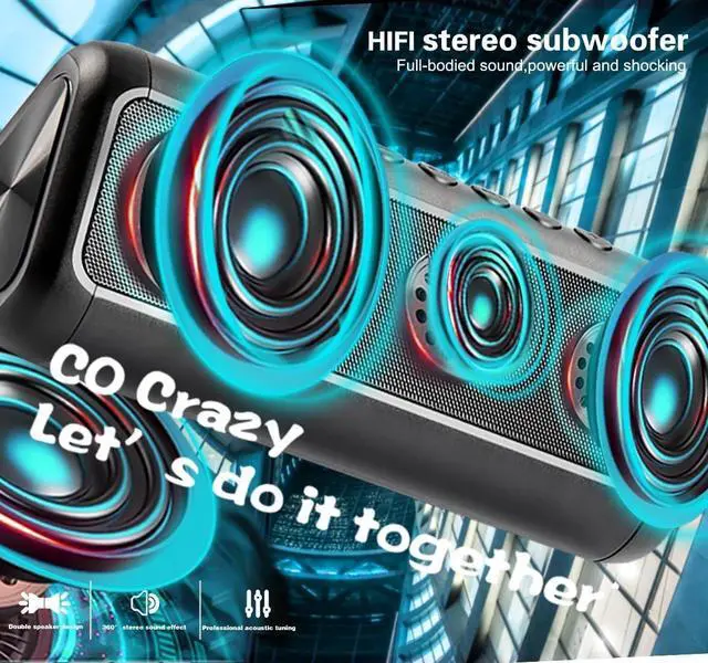 Alt view image 7 of 7 - Solar Bluetooth Speaker Portable Wireless, 50H Playtime with HD Stereo Sound,5000mAh Can Charge Cell Phone,BT5.3,Outdoor Waterproof IPX6,TWS Pairing/AUX/TF play for Camping/Beach/Party/travel/Cycling
