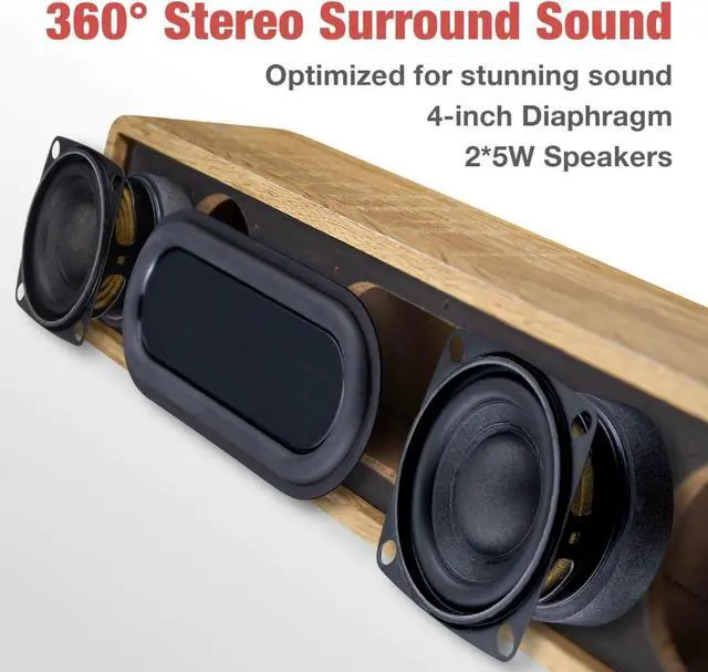 Alt view image 3 of 7 - Computer Speakers, Wired Computer Sound Bar, Wooden Mini Soundbar, USB Powered PC Speakers 3.5mm AUX & PC Input (Yellow)