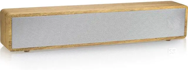 Alt view image 7 of 7 - Computer Speakers, Wired Computer Sound Bar, Wooden Mini Soundbar, USB Powered PC Speakers 3.5mm AUX & PC Input (Yellow)
