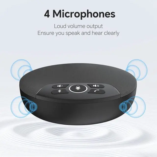 Alt view image 7 of 7 - USB Conference Microphone Speaker with Dongle, Bluetooth Speakerphone, 360° Voice Pickup, 4 Mics, Portable USB Speakerphone w/Noise Reduction for Home Office, Meeting Teams, Zoom, NewPie 30