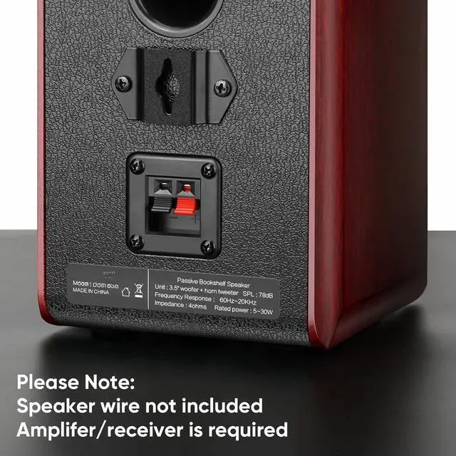 Alt view image 2 of 7 - Passive Bookshelf Speakers with 3.5 inch Woofer,Home Desktop Stereo Speakers,Amplifier or Receiver Required,Passive Surround, Front Speakers for PC/Gaming/Turntable,4 Ohms,Wall Mountable