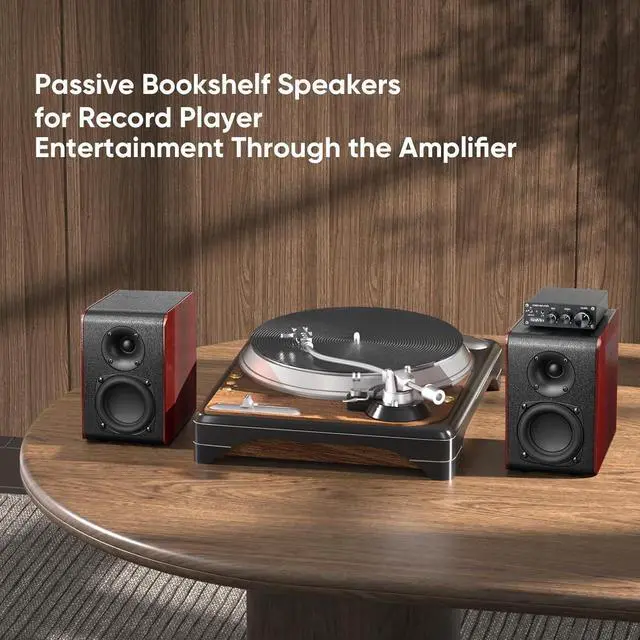 Alt view image 6 of 7 - Passive Bookshelf Speakers with 3.5 inch Woofer,Home Desktop Stereo Speakers,Amplifier or Receiver Required,Passive Surround, Front Speakers for PC/Gaming/Turntable,4 Ohms,Wall Mountable