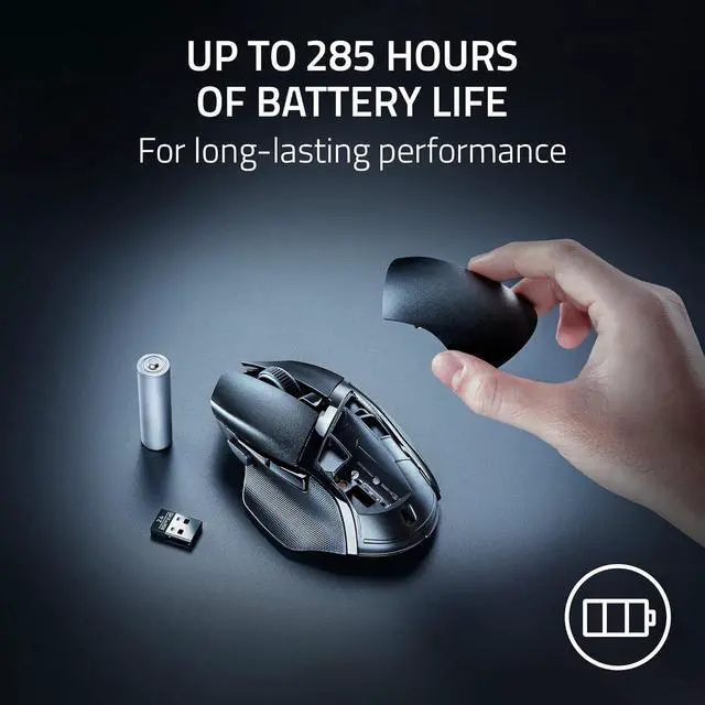 Alt view image 4 of 7 - Wireless Gaming Mouse: Mechanical Switches Gen-2-5G Advanced 18K Optical Sensor - Chroma RGB 9 Programmable Controls 535 Hr Battery Classic Black