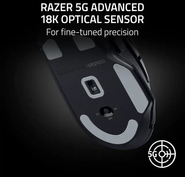 Alt view image 5 of 7 - Wireless Gaming Mouse: Mechanical Switches Gen-2-5G Advanced 18K Optical Sensor - Chroma RGB 9 Programmable Controls 535 Hr Battery Classic Black