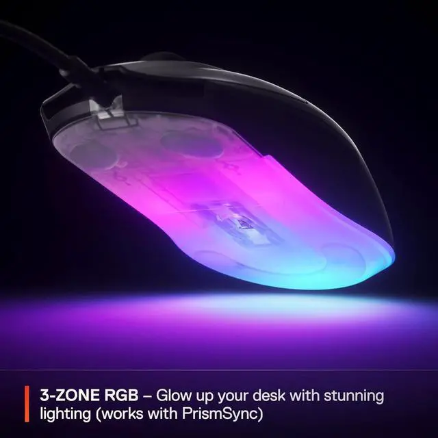Alt view image 4 of 7 - Rival 3 Gen 2 Gaming Mouse  8500 DPI TrueMove Core Optical Sensor  60 Million Click Durability  Low Latency  77g Lightweight  100% PTFE Feet  RGB  Black