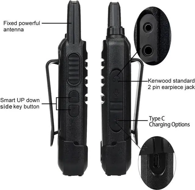 Alt view image 7 of 7 - FOR-RT22 Two Way Radio Long Range Rechargeable,Portable 2 Way Radio, USB-C Charging, Handsfree Walkie Talkies for Adults Cruise Hiking Camping(4 Pack)