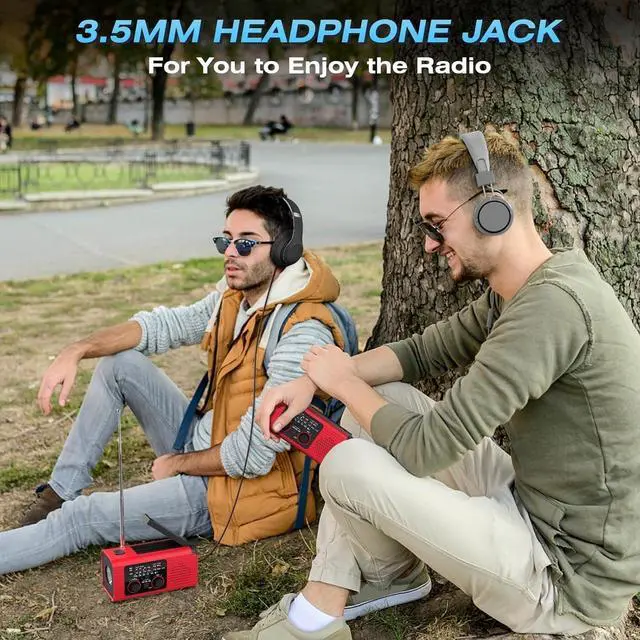 Alt view image 7 of 7 - Emergency Weather Radio, 4000mAh NOAA Weather Alert Radio Solar Charging, Hand Crank & USB Charged, AM/FM with LED Flashlight, Reading Lamp, SOS Alarm, Headphone Jack for Outdoor Indoor