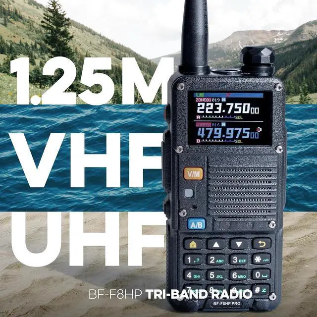 Alt view image 2 of 7 - FOR BF-F8HP PRO 10 W Tri-Band Two-Way Radio  UV-5R 7th Gen, 1000 Channels, GPS & NOAA Weather, Aviation/VHF/UHF/1.25 m Scanner, IP54 Rugged, USB-C Rechargeable Battery