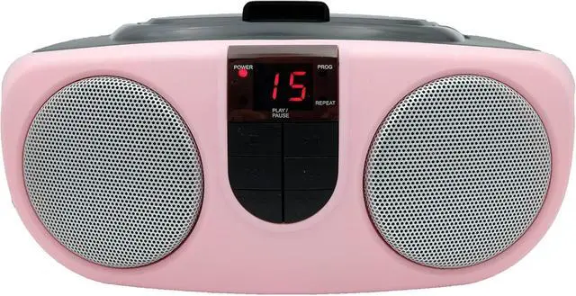 Main image of Portable CD Player with AM/FM Radio, Boombox (Pink)