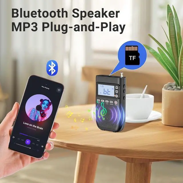 Alt view image 3 of 6 - J-618 Portable Radio AM FM to Bluetooth Earphone, as Bluetooth Speaker, 2000mah Rechargeable Radio, Preset, TF Card Shuffle Play, Headphone Jack, Sleep Timer, Walkman Radios, Digital Radios