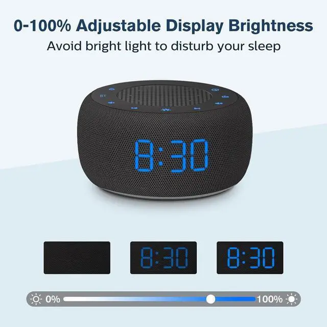 Alt view image 4 of 7 - Bluetooth Speaker Alarm Clock with FM Radio - High Fidelity Sound, Full Range Dimmer, Plugged in Alarm Clock Radio for Bedroom