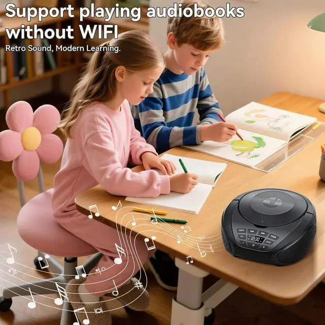 Alt view image 5 of 7 - FOR CD Player Portable Boombox: Radio CD Players Boombox with Speakers FM Radio AUX Input Support Headphones Playlist Mode PROG Playback for Outdoor Indoor Audiobooks with Type-C Power Cable