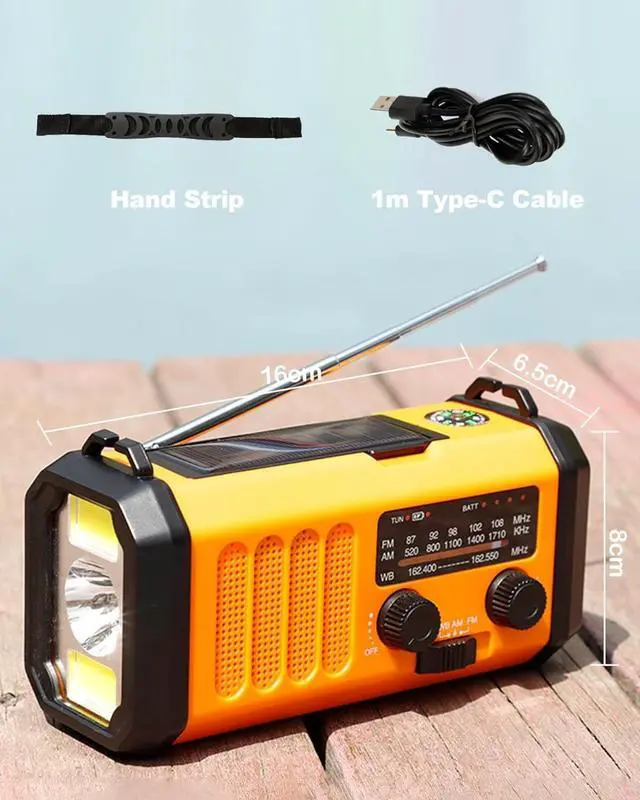 Alt view image 7 of 7 - for48100mWh/13000mAh Emergency Weather Radio, 4 Way Powered AM/FM/NOAA Portable Solar Crank Radio, Dynamo Phone Charger,700LM LED Flashlight/Reading Lamp,SOS,Compass for Hurricane Storm