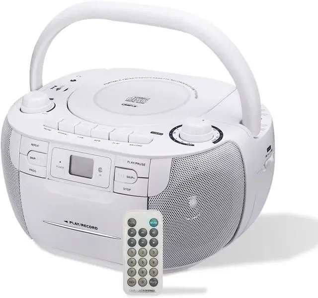 Main image of FOR CD and Cassette Player Combo, Boombox CD Player for Home, AM/FM, Tape Recording, TF/USB Drive, AC or D Battery Powered, Headphone Jack, Stereo Sound (White)