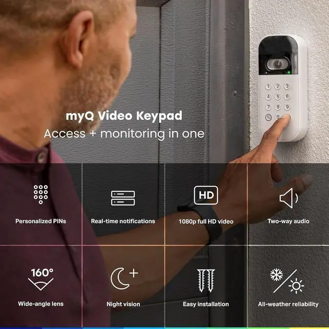 Alt view image 2 of 6 - FOR-Smart Garage Door Video Keypad with Wide-Angle Camera,Customizable PIN Codes,and Smartphone ControlTake Charge of Your Garage Access Works with , LiftMaster and Craftsman openers,White